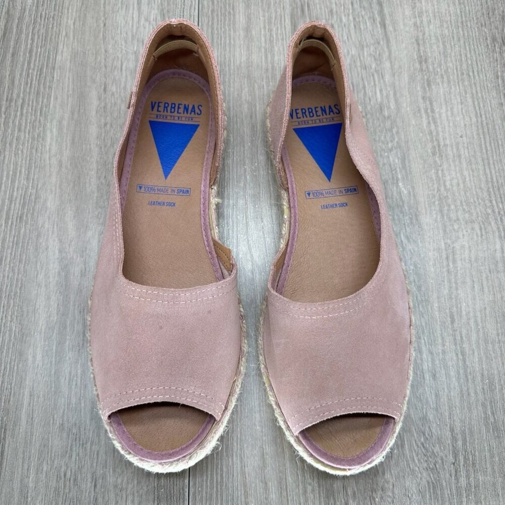Verbenas Cruz Espadrille Sandals Womens 9 Slip On Open Toe Leather Suede Pink